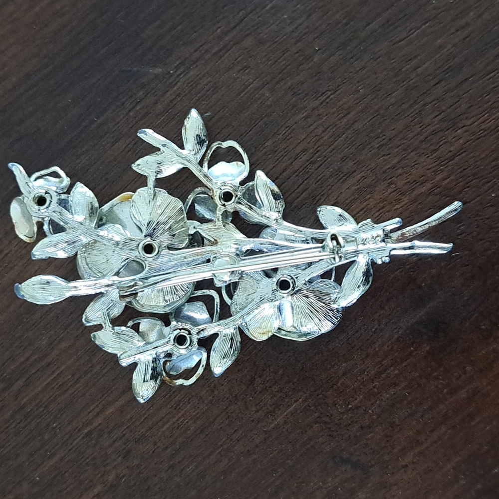 Coro Chunky Statement Silvertone Rhinestone Brooc… - image 3